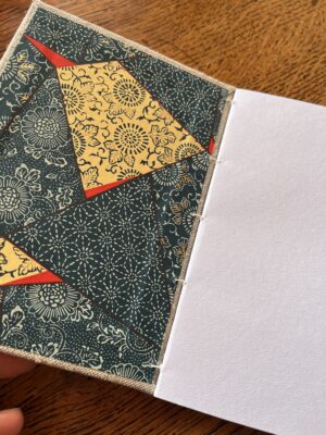 Carnet reliure copte vert et jaune